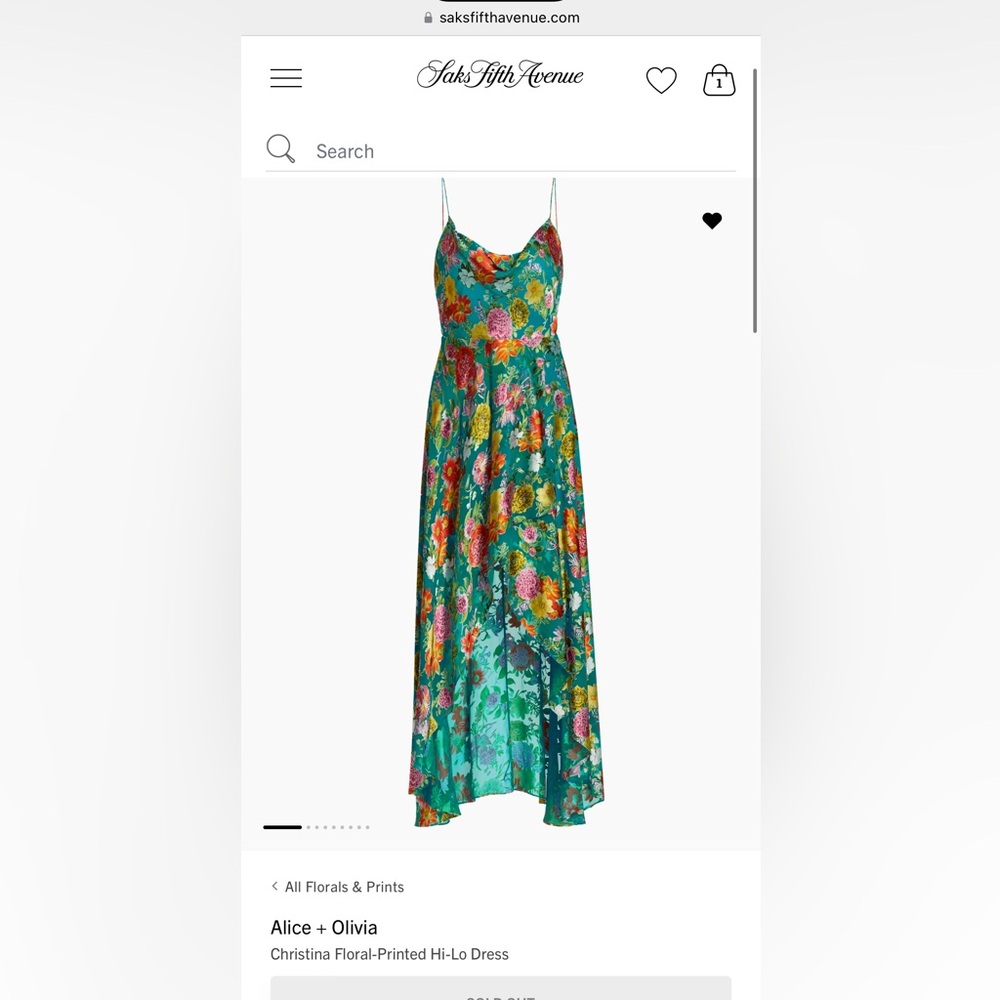 Alice + Olivia Christina Floral Printed Hi Lo Dress